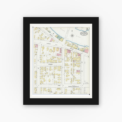 Old map wall art mockup — black gallery frame with white mat — Sanborn Fire Insurance Map from Port Huron, Saint Clair County, Michigan (1892), Sheet #0004