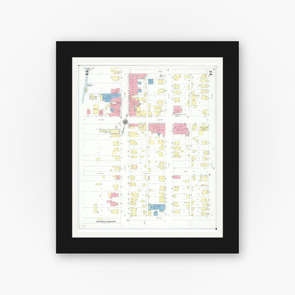 Old map wall art mockup — black gallery frame with white mat — Sanborn Fire Insurance Map from Prospect, Marion County, Ohio (1946), Sheet #0002