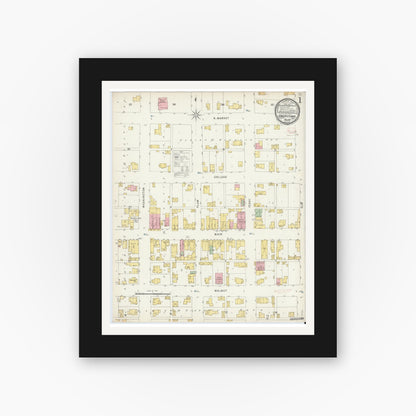 Old map wall art mockup — black gallery frame with white mat — Sanborn Fire Insurance Map from Hagerstown, Wayne County, Indiana (1896) - Complete Map Set