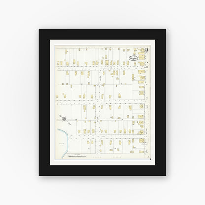 Old map wall art mockup — black gallery frame with white mat — Sanborn Fire Insurance Map from Archbald, Lackawanna County, Pennsylvania (1912), Sheet #0011