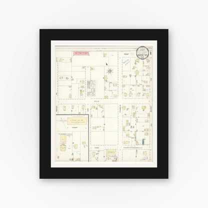 Old map wall art mockup — black gallery frame with white mat — Sanborn Fire Insurance Map from Mountain View, Santa Clara County, California (1897) - Complete Map Set