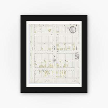 Old map wall art mockup — black gallery frame with white mat — Sanborn Fire Insurance Map from Two Harbors, Lake County, Minnesota (1888) - Complete Map Set