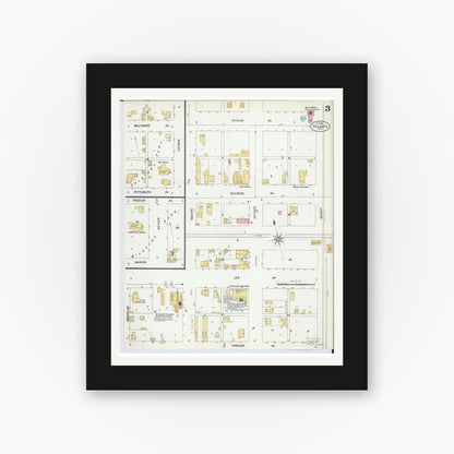 Old map wall art mockup — black gallery frame with white mat — Sanborn Fire Insurance Map from Holgate, Henry County, Ohio (1901), Sheet #0003