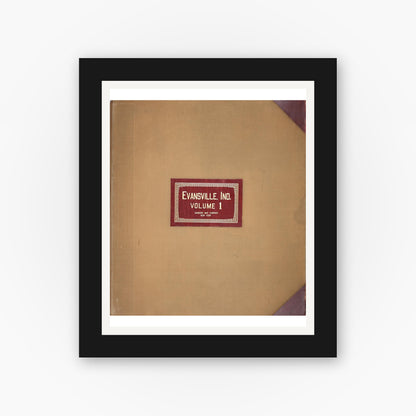 Old map wall art mockup — black gallery frame with white mat — Sanborn Fire Insurance Map from Evansville, Vanderburgh County, Indiana (1962), Sheet #0001