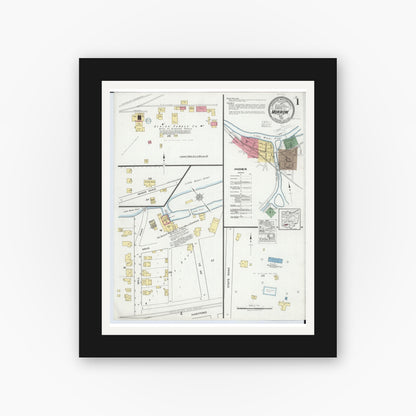 Old map wall art mockup — black gallery frame with white mat — Sanborn Fire Insurance Map from Morrow, Warren County, Ohio (1919) - Complete Map Set