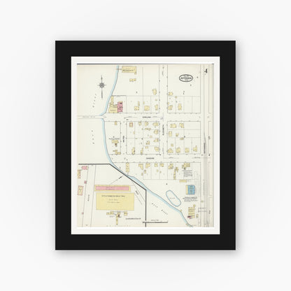 Old map wall art mockup — black gallery frame with white mat — Sanborn Fire Insurance Map from Jefferson, Jefferson County, Wisconsin (1914), Sheet #0004