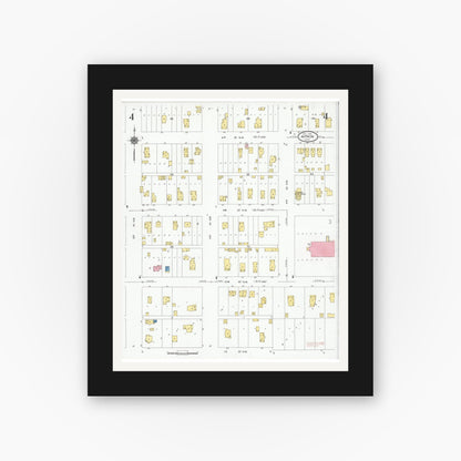 Old map wall art mockup — black gallery frame with white mat — Sanborn Fire Insurance Map from Aitkin, Aitkin County, Minnesota (1929), Sheet #0004