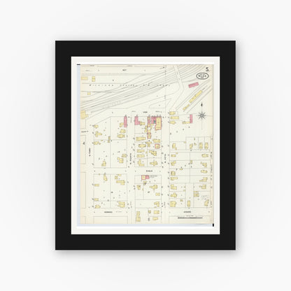 Old map wall art mockup — black gallery frame with white mat — Sanborn Fire Insurance Map from Niles, Berrien County, Michigan (1907), Sheet #0005