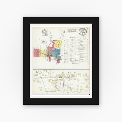 Old map wall art mockup — black gallery frame with white mat — Sanborn Fire Insurance Map from Olyphant, Lackawanna County, Pennsylvania (1903) - Complete Map Set