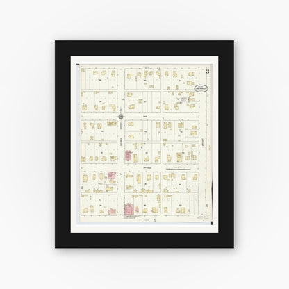 Old map wall art mockup — black gallery frame with white mat — Sanborn Fire Insurance Map from Oak Harbor, Ottawa County, Ohio (1910), Sheet #0003