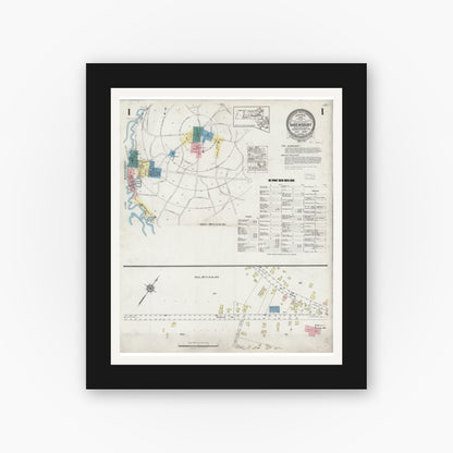 Old map wall art mockup — black gallery frame with white mat — Sanborn Fire Insurance Map from Shrewsbury, Worcester County, Massachusetts (1925) - Complete Map Set