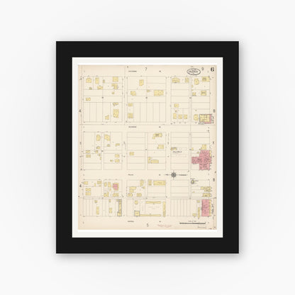 Old map wall art mockup — black gallery frame with white mat — Sanborn Fire Insurance Map from Calexico, Imperial County, California (1916), Sheet #0006