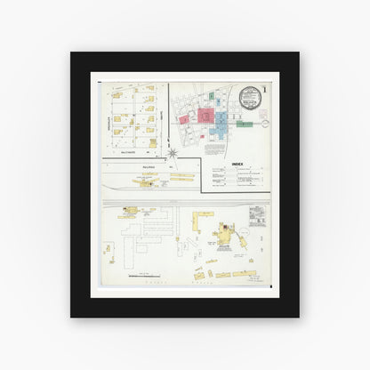Old map wall art mockup — black gallery frame with white mat — Sanborn Fire Insurance Map from Holgate, Henry County, Ohio (1901), Sheet #0001
