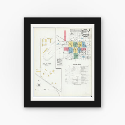 Old map wall art mockup — black gallery frame with white mat — Sanborn Fire Insurance Map from Bowling Green, Wood County, Ohio (1900) - Complete Map Set