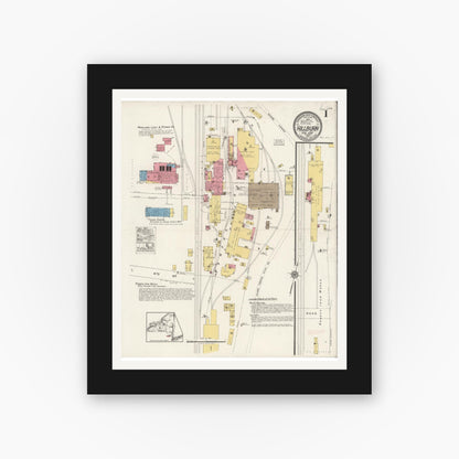 Old map wall art mockup — black gallery frame with white mat — Sanborn Fire Insurance Map from Hillburn, Rockland County, New York (1921), Sheet #0001