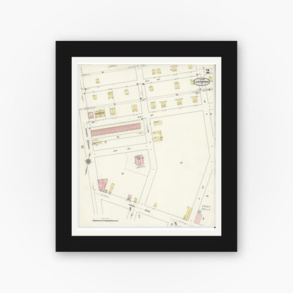 Old map wall art mockup — black gallery frame with white mat — Sanborn Fire Insurance Map from Lackawanna, Erie County, New York (1915), Sheet #0002
