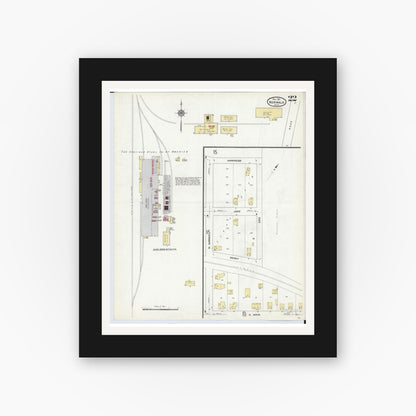 Old map wall art mockup — black gallery frame with white mat — Sanborn Fire Insurance Map from Norwalk, Huron County, Ohio (1911), Sheet #0022