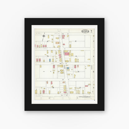 Old map wall art mockup — black gallery frame with white mat — Sanborn Fire Insurance Map from New Cumberland, Cumberland County, Pennsylvania (1921), Sheet #0007