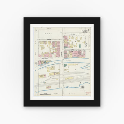 Old map wall art mockup — black gallery frame with white mat — Sanborn Fire Insurance Map from Clyde, Wayne County, New York (1890) - Complete Map Set