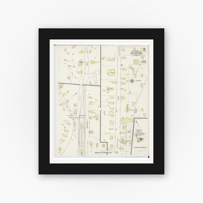 Old map wall art mockup — black gallery frame with white mat — Sanborn Fire Insurance Map from Champion, Marquette County, Michigan (1914), Sheet #0002