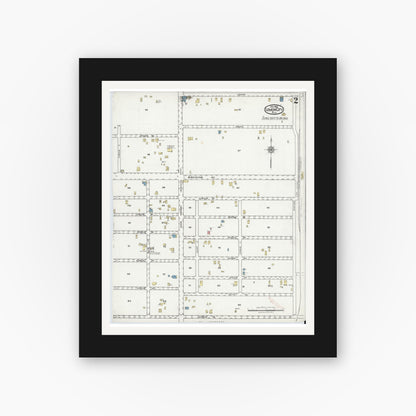 Old map wall art mockup — black gallery frame with white mat — Sanborn Fire Insurance Map from Lemon City, Dade County, Florida (1920), Sheet #0002