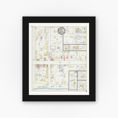 Old map wall art mockup — black gallery frame with white mat — Sanborn Fire Insurance Map from Manchester, Adams County, Ohio (1892) - Complete Map Set