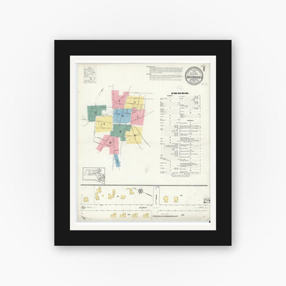 Old map wall art mockup — black gallery frame with white mat — Sanborn Fire Insurance Map from North Brookfield, Worcester County, Massachusetts (1913) - Complete Map Set
