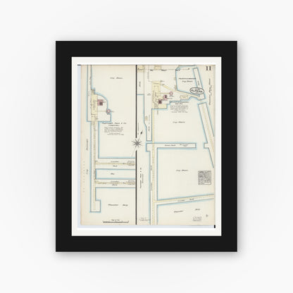 Old map wall art mockup — black gallery frame with white mat — Sanborn Fire Insurance Map from Alpena, Alpena County, Michigan (1884), Sheet #0011