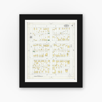 Old map wall art mockup — black gallery frame with white mat — Sanborn Fire Insurance Map from Two Harbors, Lake County, Minnesota (1901), Sheet #0004