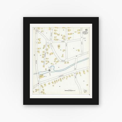 Old map wall art mockup — black gallery frame with white mat — Sanborn Fire Insurance Map from Athol, Worcester County, Massachusetts (1917), Sheet #0015