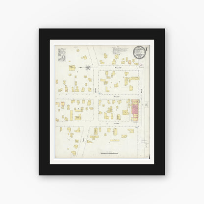Old map wall art mockup — black gallery frame with white mat — Sanborn Fire Insurance Map from Sherman, Chautauqua County, New York (1897), Sheet #0001