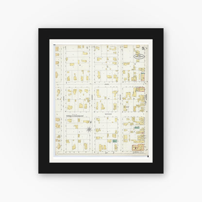 Old map wall art mockup — black gallery frame with white mat — Sanborn Fire Insurance Map from Tawas City, Iosco County, Michigan (1898), Sheet #0005