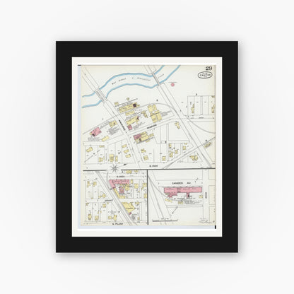 Old map wall art mockup — black gallery frame with white mat — Sanborn Fire Insurance Map from Canton, Stark County, Ohio (1891), Sheet #0029