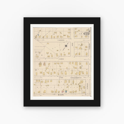 Old map wall art mockup — black gallery frame with white mat — Sanborn Fire Insurance Map from Belvidere, Boone County, Illinois (1922), Sheet #0003