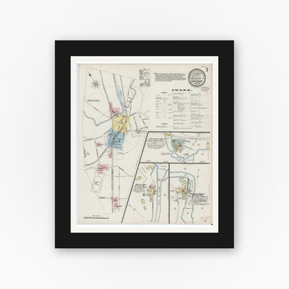 Old map wall art mockup — black gallery frame with white mat — Sanborn Fire Insurance Map from Chatham, Columbia County, New York (1886) - Complete Map Set