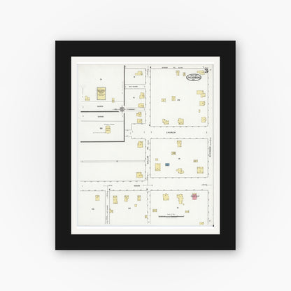 Old map wall art mockup — black gallery frame with white mat — Sanborn Fire Insurance Map from Jacksboro, Jack County, Texas (1921), Sheet #0003