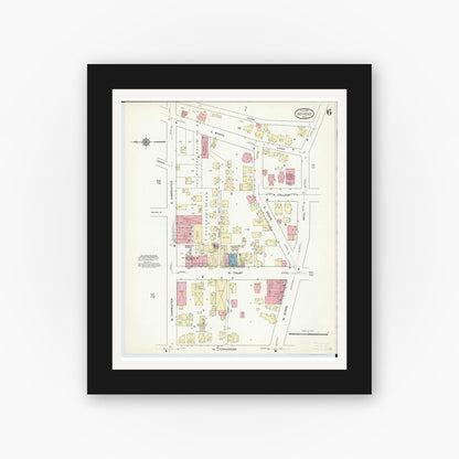 Old map wall art mockup — black gallery frame with white mat — Sanborn Fire Insurance Map from Athens, Athens County, Ohio (1914), Sheet #0006