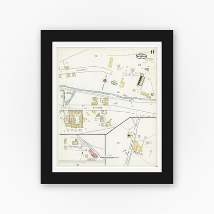 Old map wall art mockup — black gallery frame with white mat — Sanborn Fire Insurance Map from Shenandoah, Schuylkill County, Pennsylvania (1921), Sheet #0011