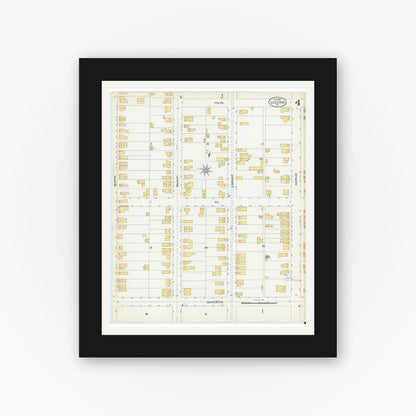 Old map wall art mockup — black gallery frame with white mat — Sanborn Fire Insurance Map from Luzerne, Luzerne County, Pennsylvania (1903), Sheet #0004
