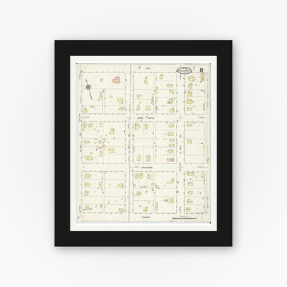 Old map wall art mockup — black gallery frame with white mat — Sanborn Fire Insurance Map from Chillicothe, Peoria County, Illinois (1913), Sheet #0008