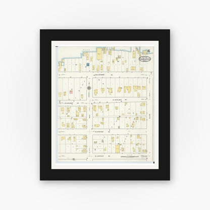 Old map wall art mockup — black gallery frame with white mat — Sanborn Fire Insurance Map from Charlevoix, Charlevoix County, Michigan (1917), Sheet #0006