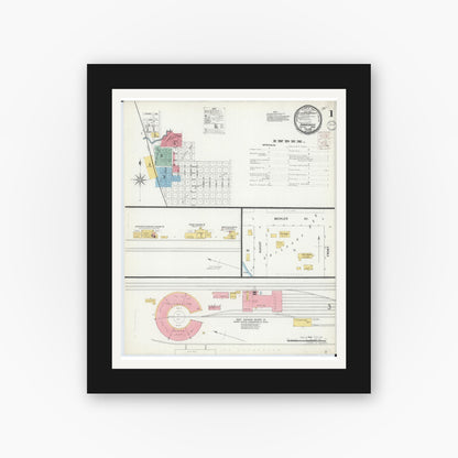 Old map wall art mockup — black gallery frame with white mat — Sanborn Fire Insurance Map from Barnesville, Clay County, Minnesota (1899) - Complete Map Set