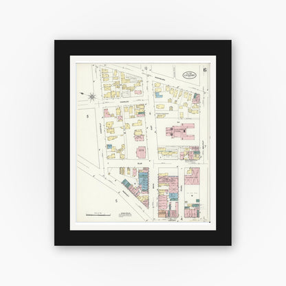 Old map wall art mockup — black gallery frame with white mat — Sanborn Fire Insurance Map from Lockport, Niagara County, New York (1909), Sheet #0006