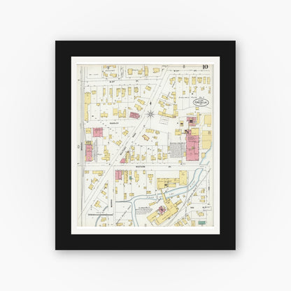 Old map wall art mockup — black gallery frame with white mat — Sanborn Fire Insurance Map from Fond du Lac, Fond du Lac County, Wisconsin (1898), Sheet #0010