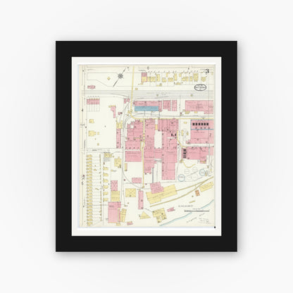 Old map wall art mockup — black gallery frame with white mat — Sanborn Fire Insurance Map from Natrona, Allegheny County, Pennsylvania (1912), Sheet #0003
