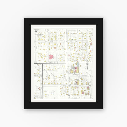 Old map wall art mockup — black gallery frame with white mat — Sanborn Fire Insurance Map from Kewaunee, Kewaunee County, Wisconsin (1933), Sheet #0004