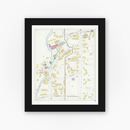 Old map wall art mockup — black gallery frame with white mat — Sanborn Fire Insurance Map from Athol, Worcester County, Massachusetts (1905), Sheet #0013