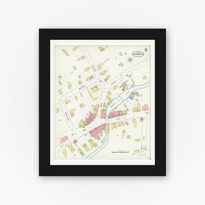 Old map wall art mockup — black gallery frame with white mat — Sanborn Fire Insurance Map from Trumansburg, Tompkins County, New York (1898), Sheet #0002