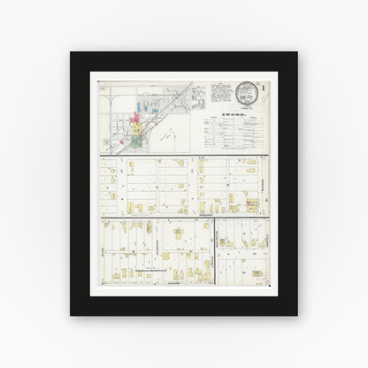 Old map wall art mockup — black gallery frame with white mat — Sanborn Fire Insurance Map from Coal City, Grundy County, Illinois (1898) - Complete Map Set