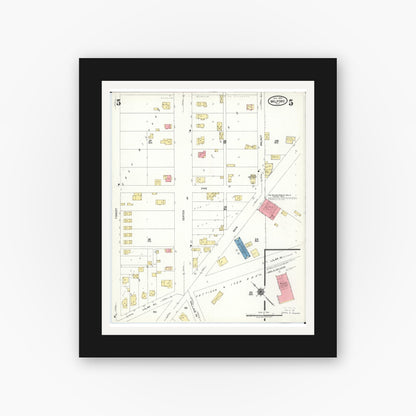 Old map wall art mockup — black gallery frame with white mat — Sanborn Fire Insurance Map from Milford, Clermont And Hamilton County, Ohio (1925), Sheet #0005